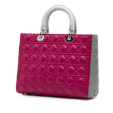 Large Bicolor Lambskin Cannage Lady Dior
